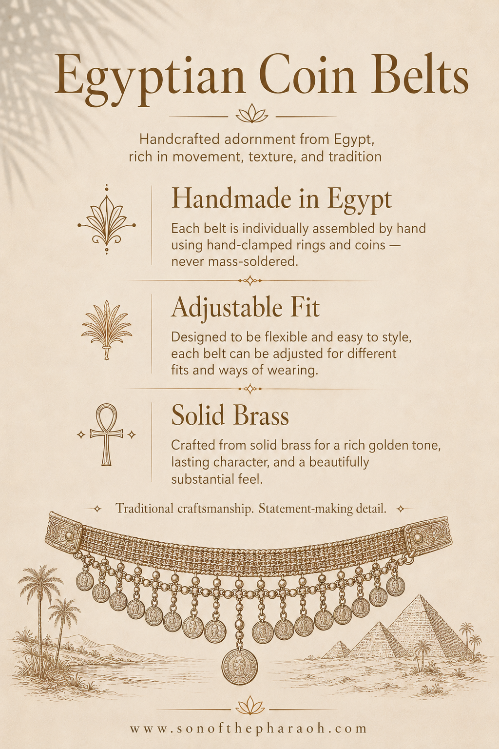 Egyptian Brass Coin Belt