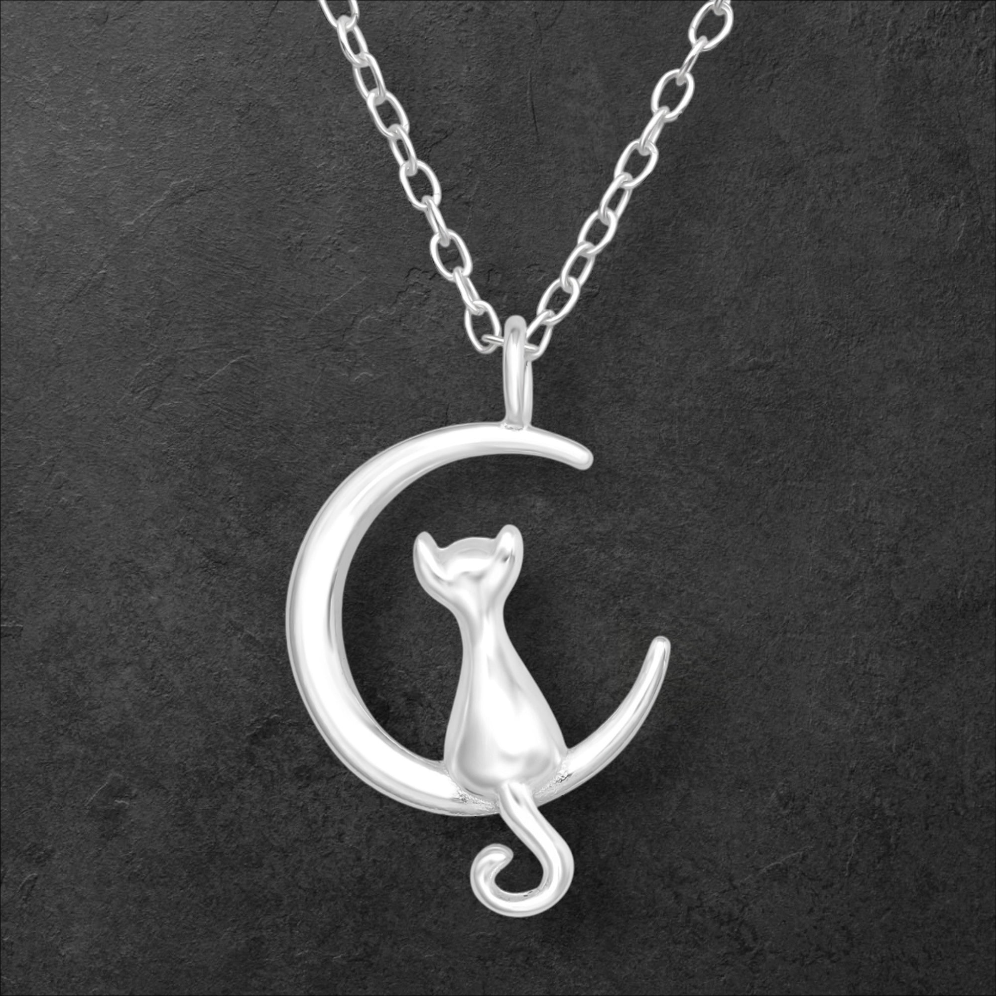 Cat Sitting on Moon Necklace