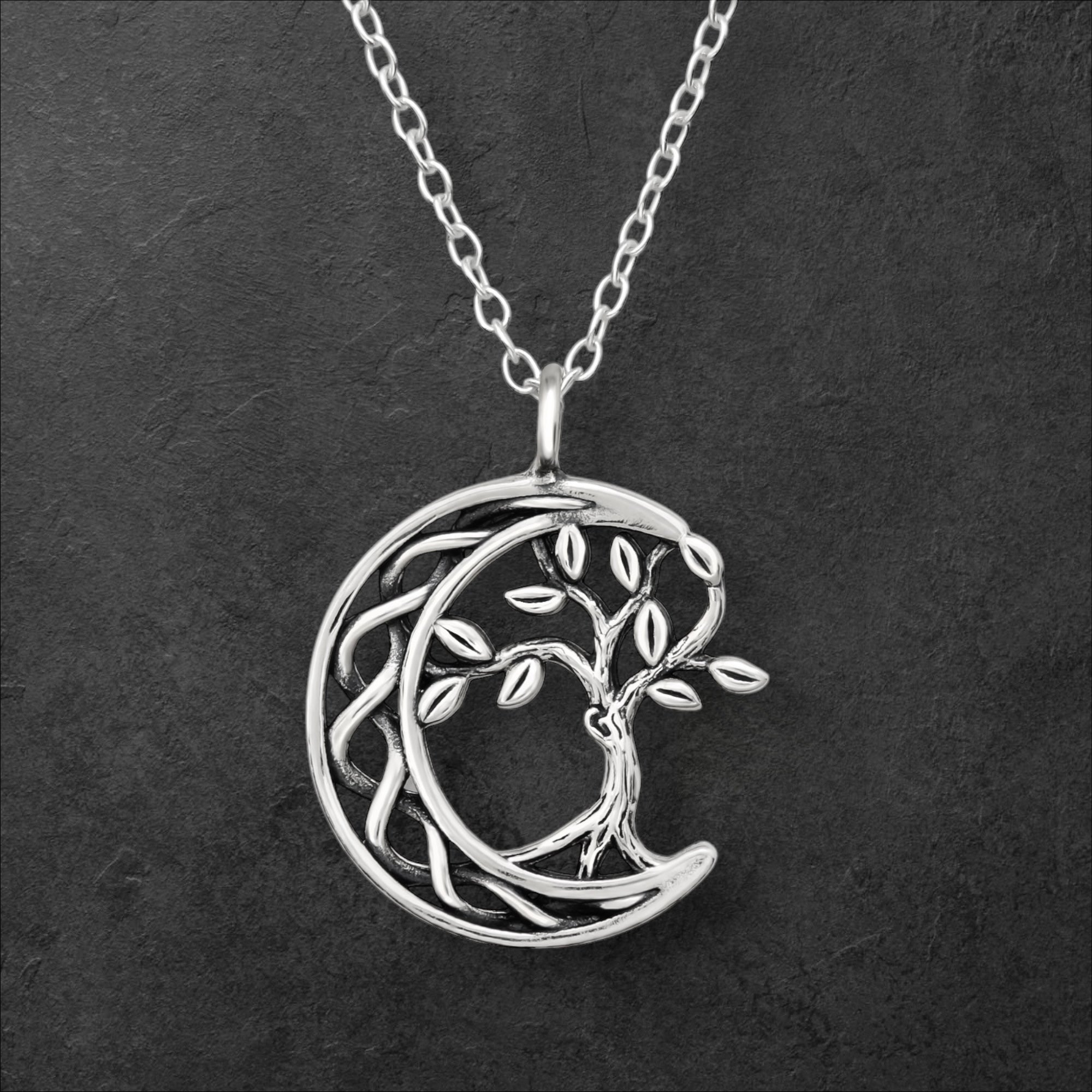 Moon with Tree Necklace