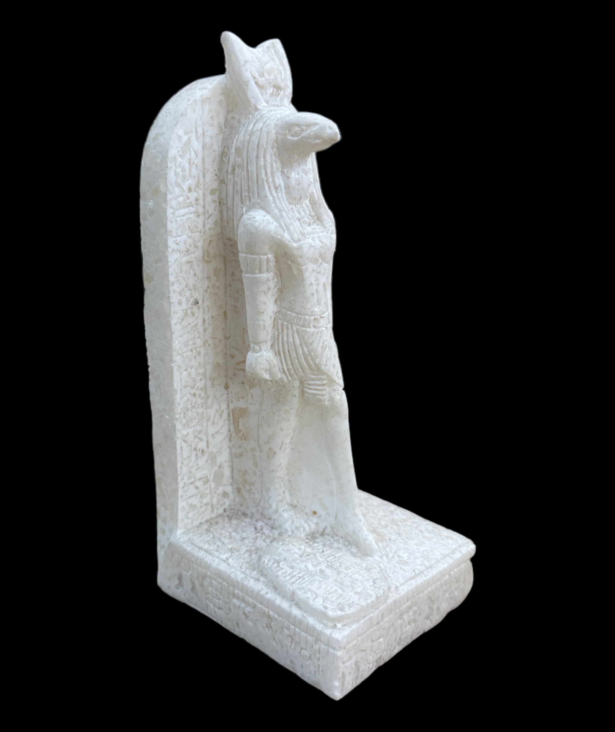 Thoth with Hieroglyphic Stela Alabaster Statue