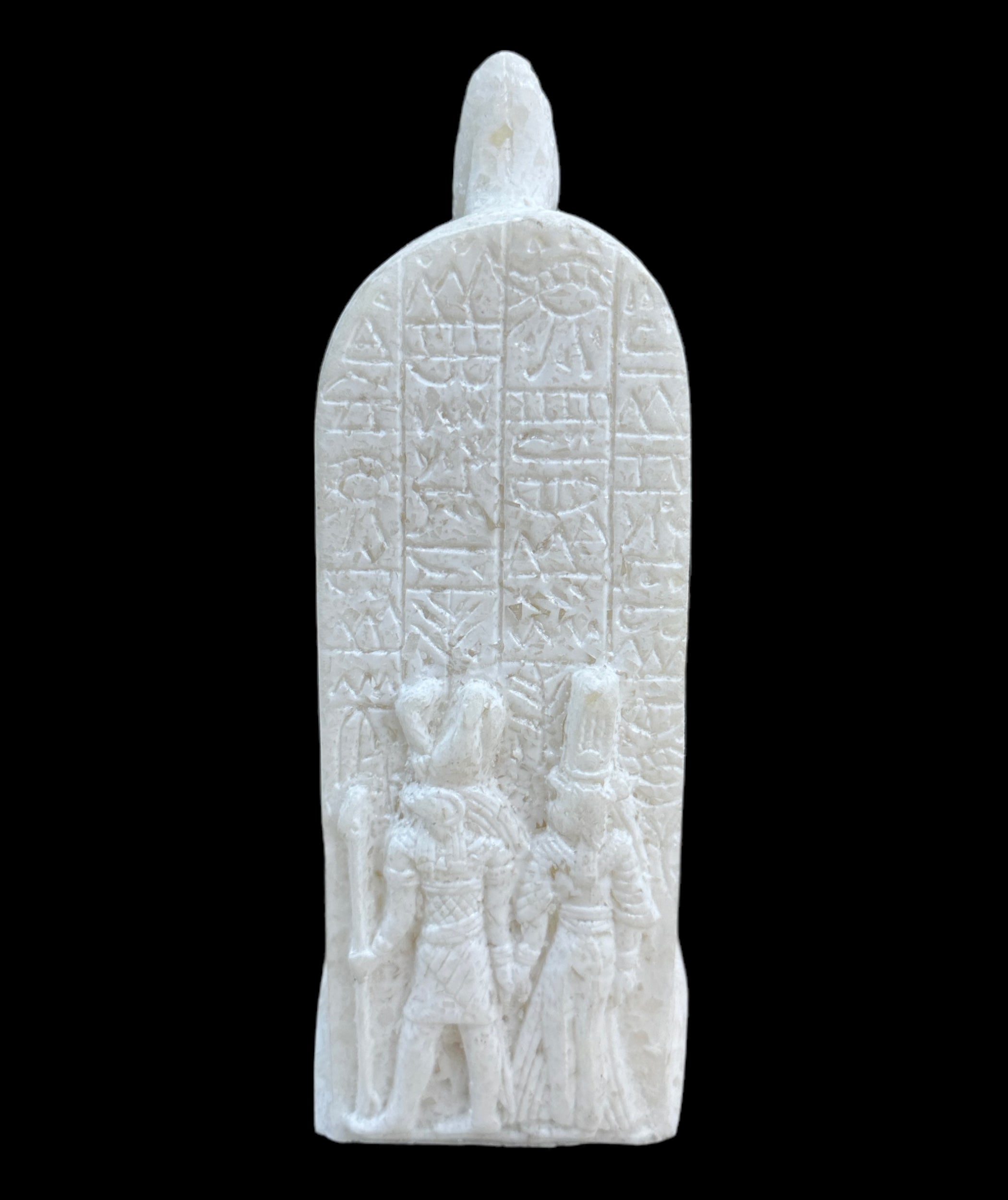 Horus with Hieroglyphic Stela Alabaster Statue