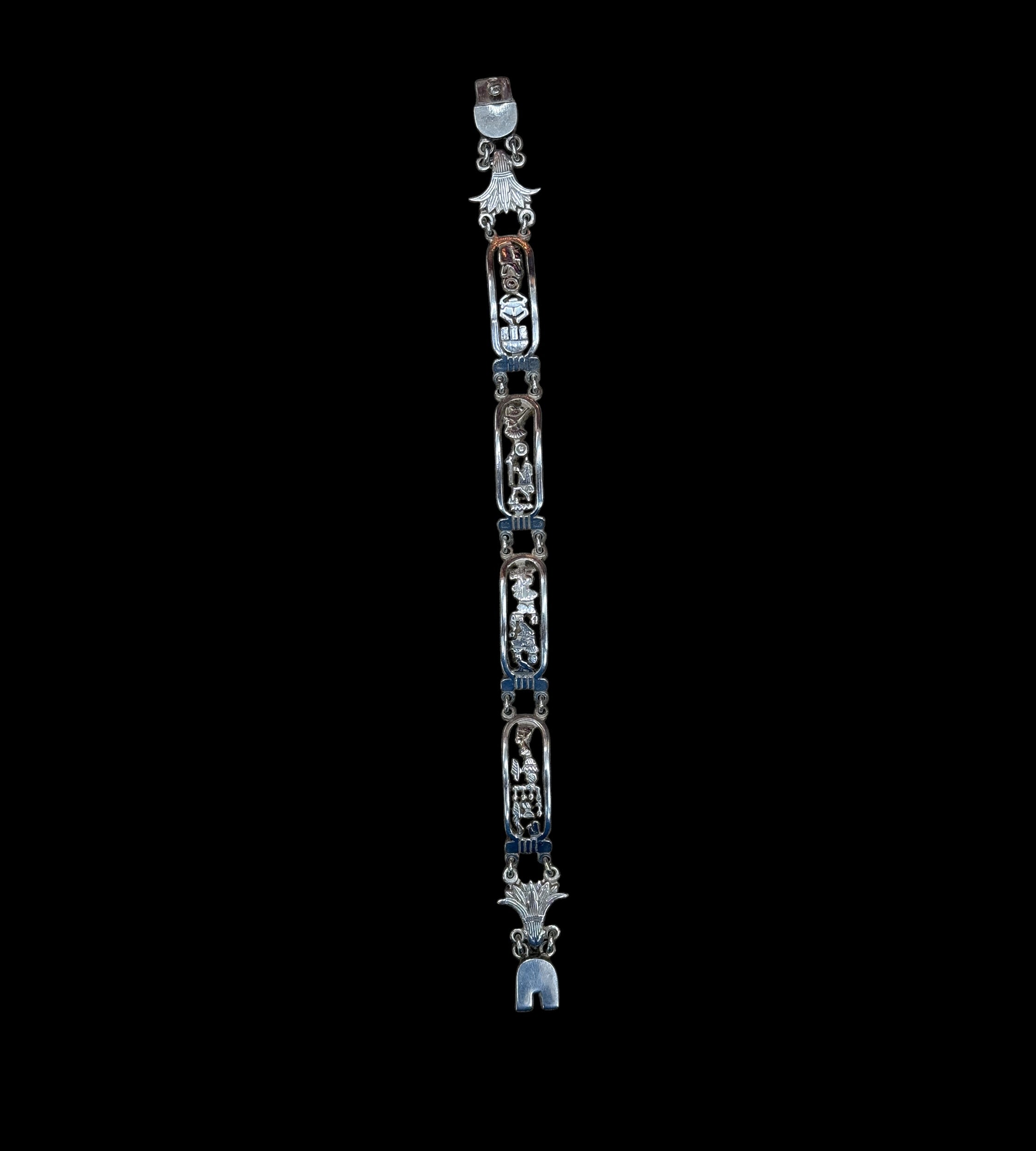 Multiple Cartouches Bracelet with Lotus Clasp