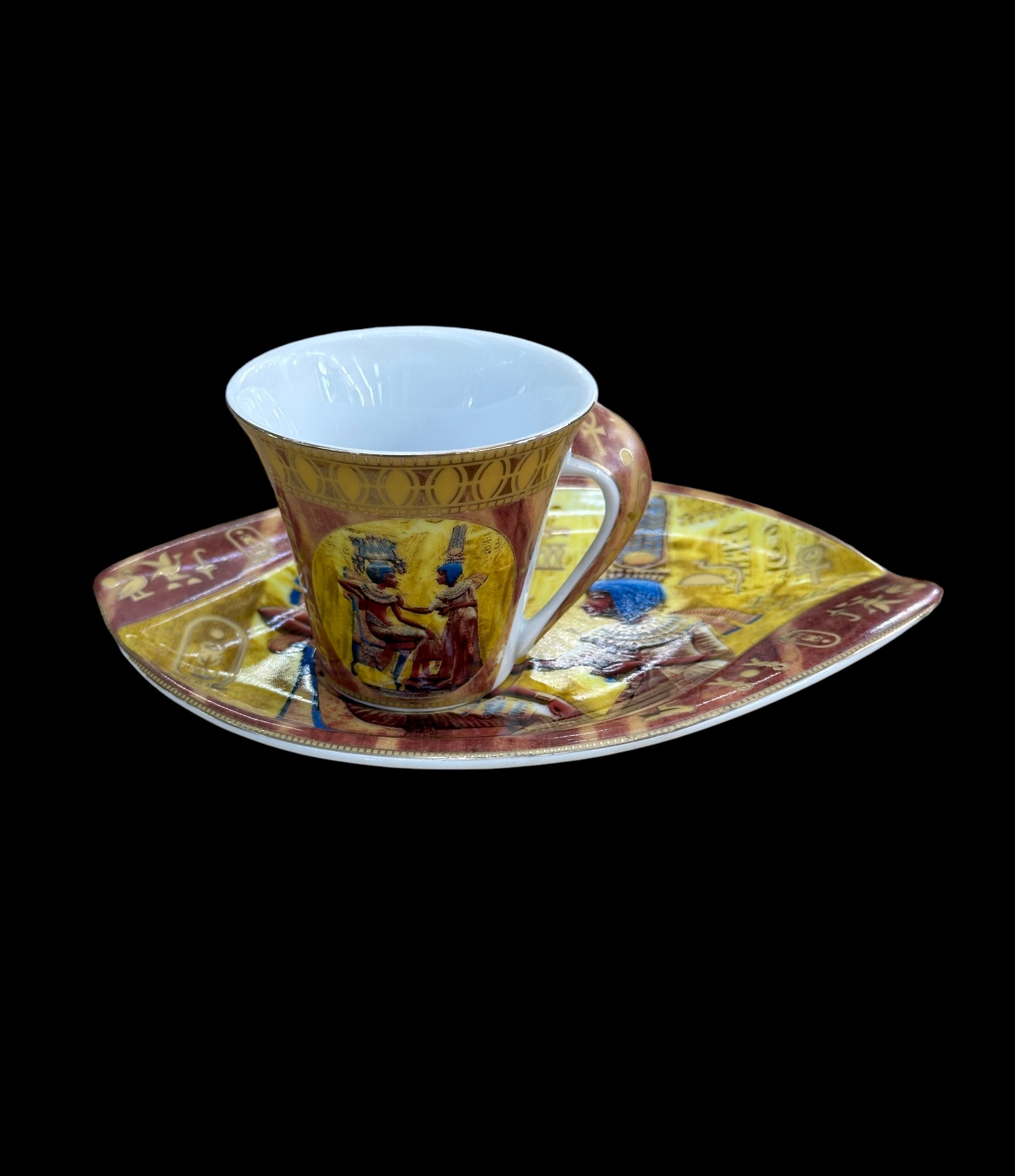 Tutankamun and Ankhesenamun Tea Cup and Saucer Set