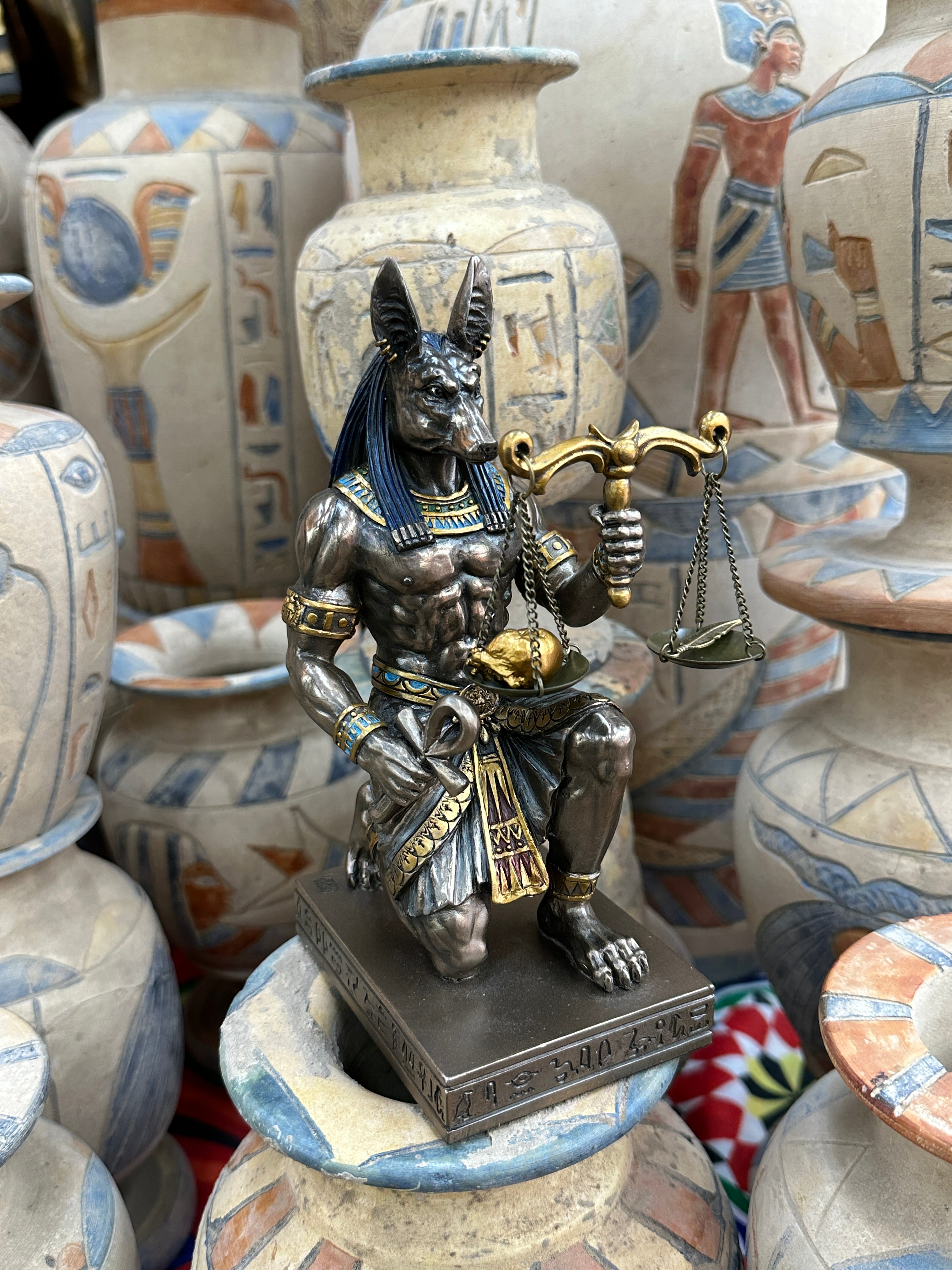 Anubis Holding Scale Statue