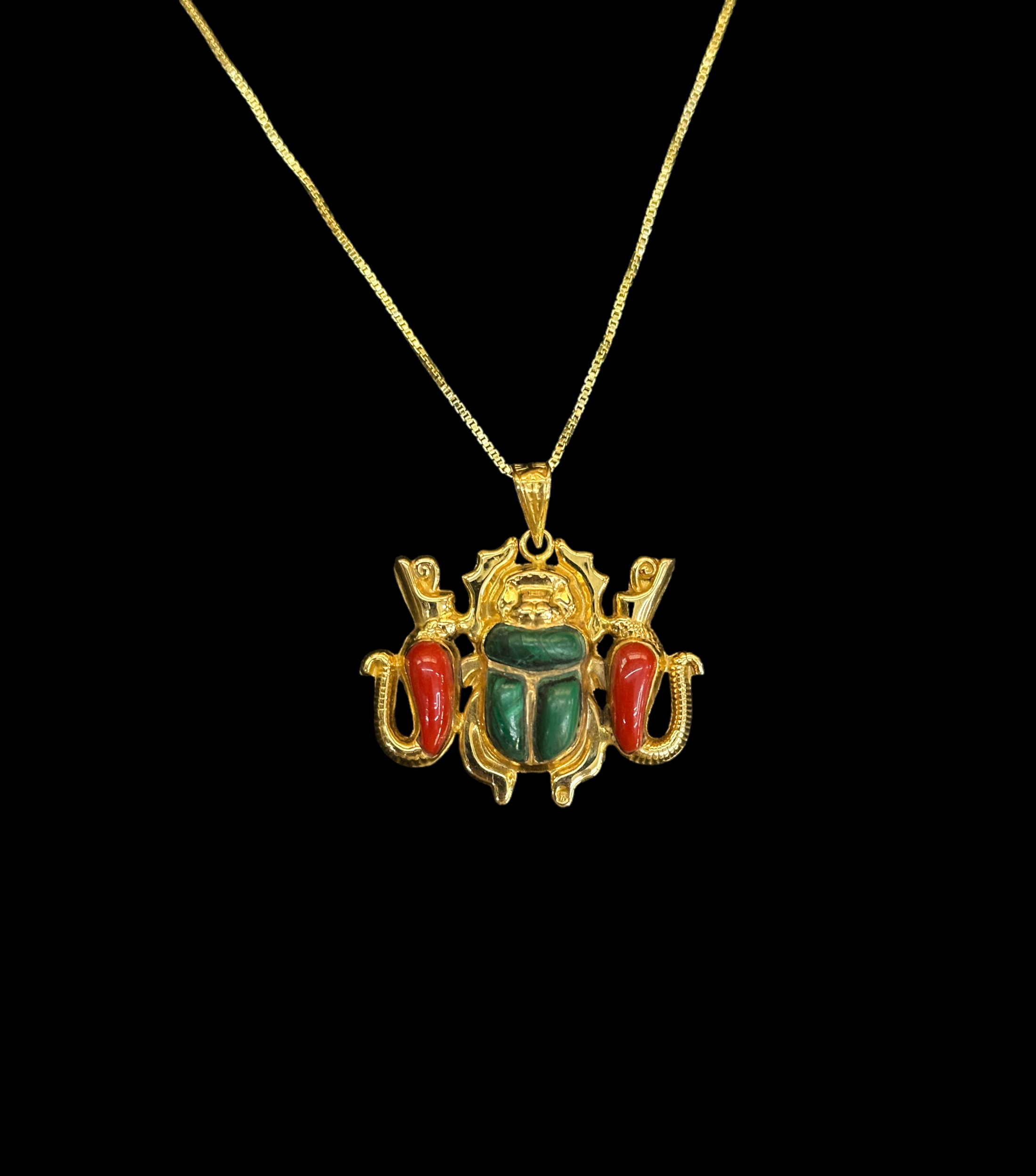 18k Scarab with Cobras Pendant