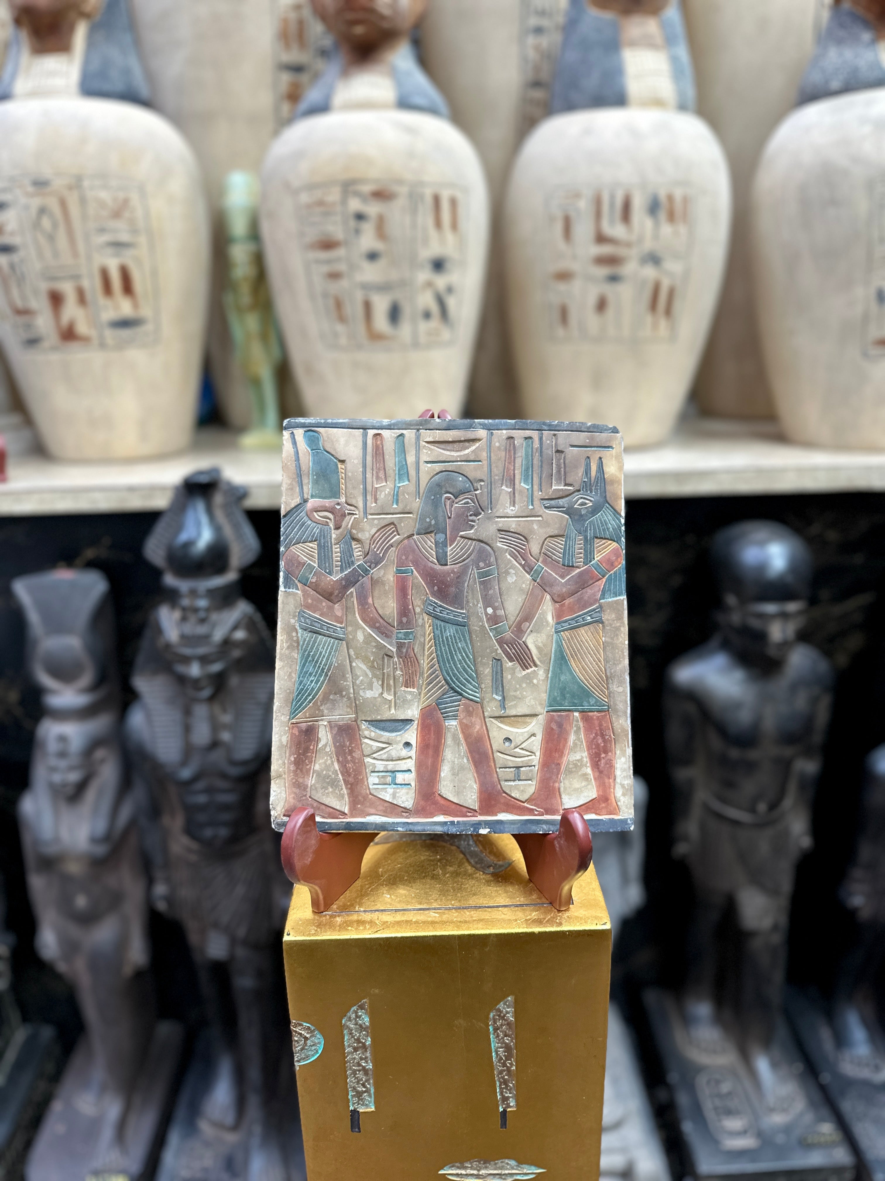 Ramses II Blessed by Hours & Anubis Plaque