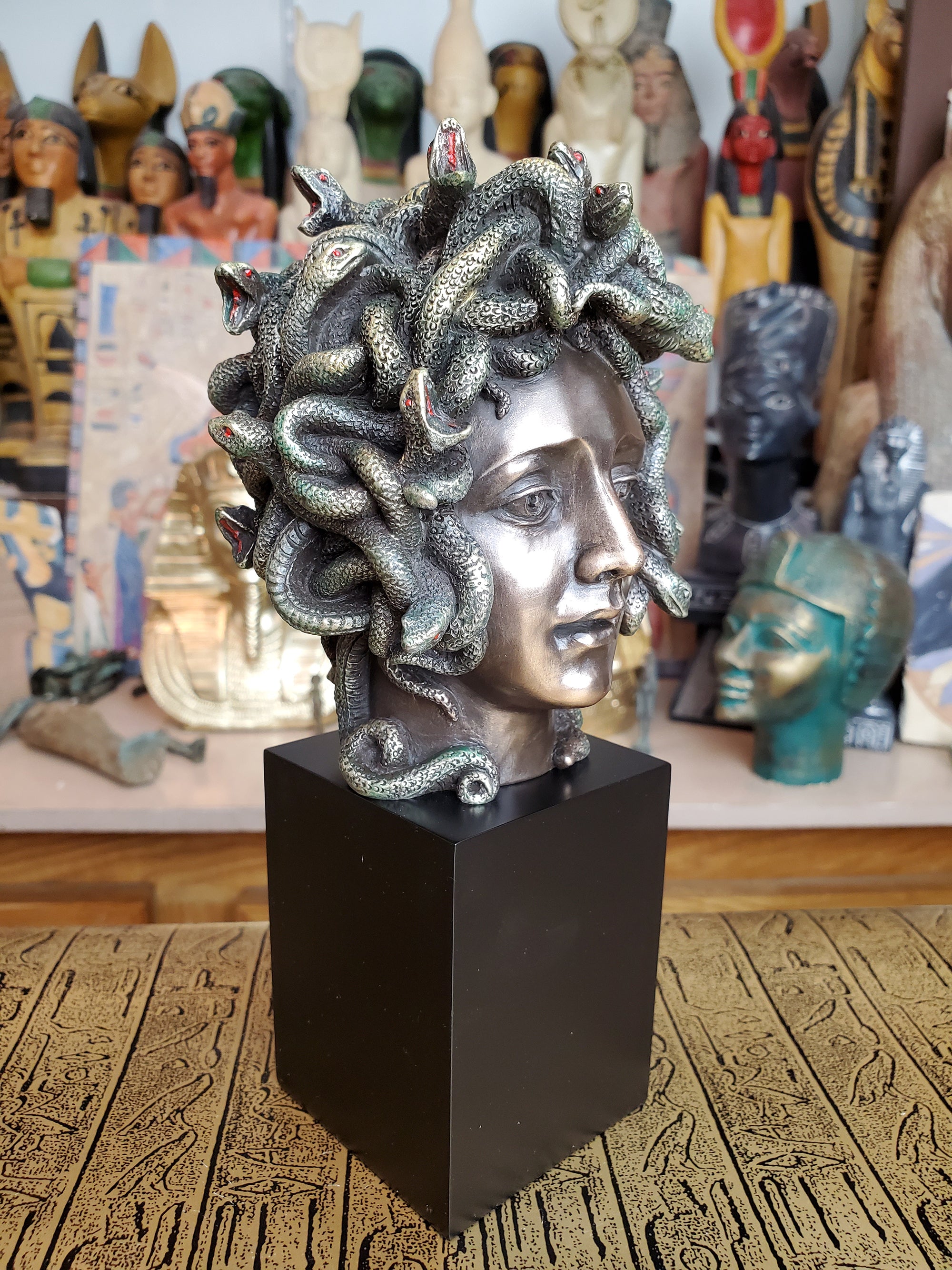 Medusa Bust on Plinth Statue