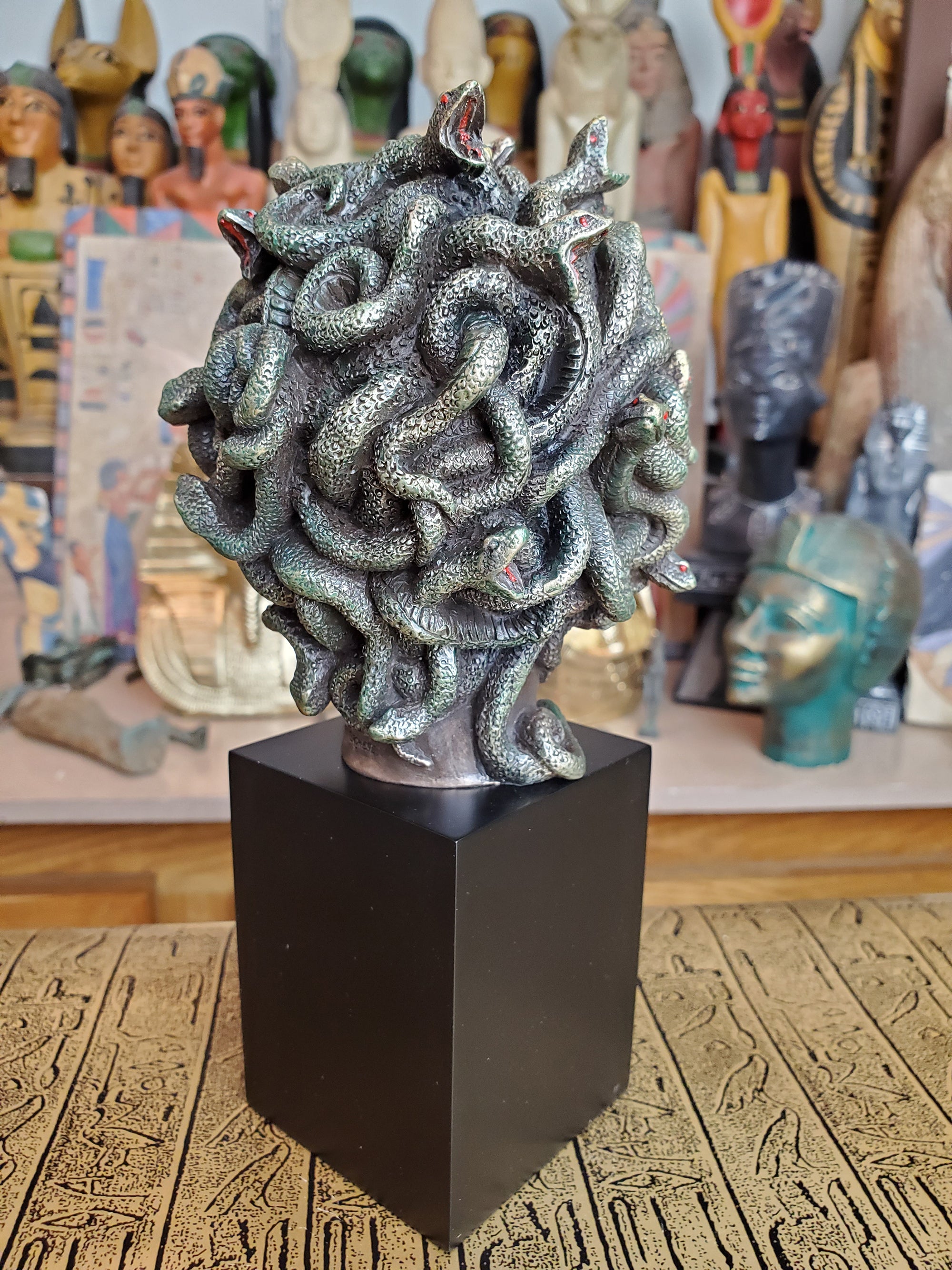 Medusa Bust on Plinth Statue
