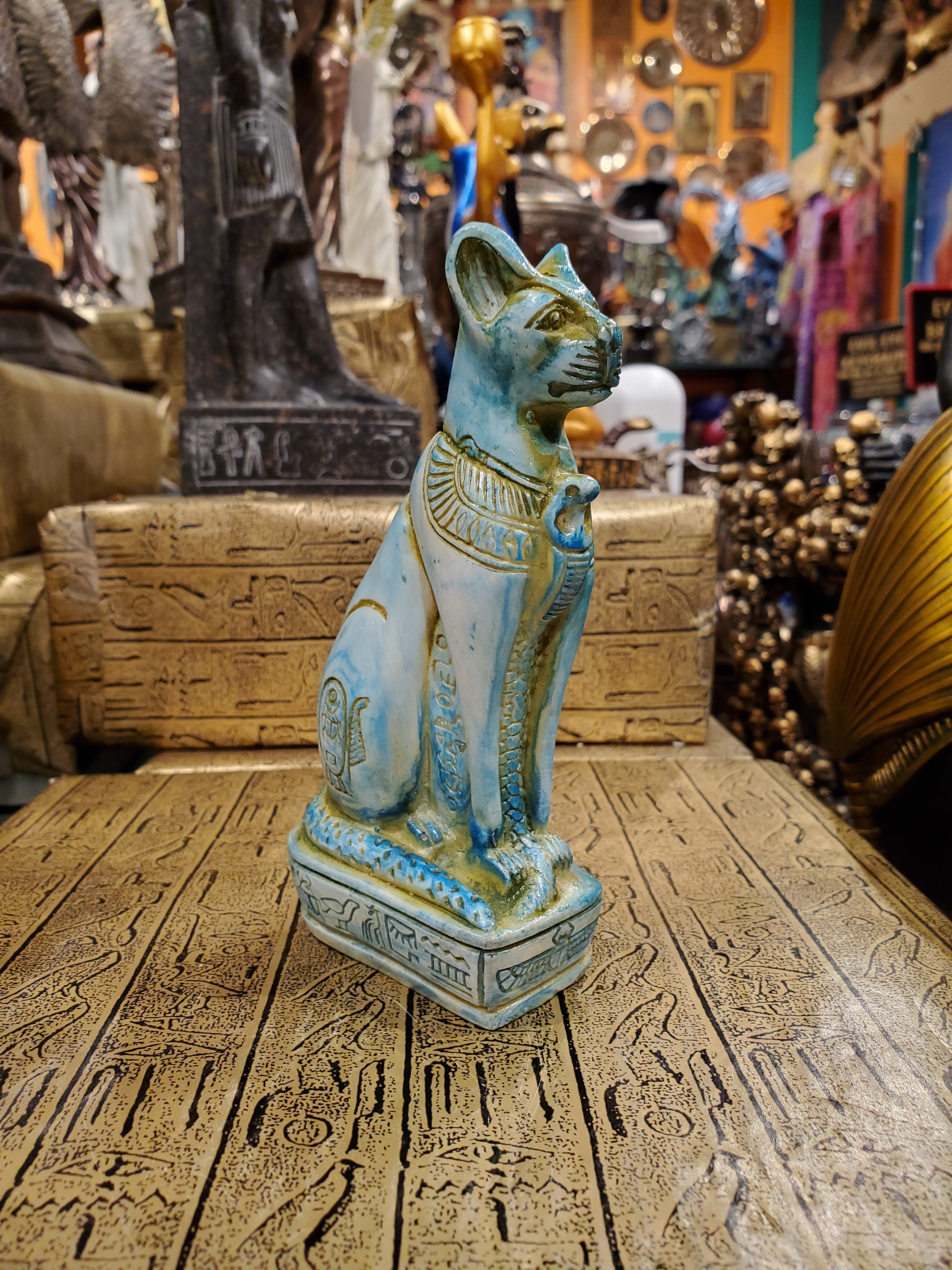 Blue Bastet Statue