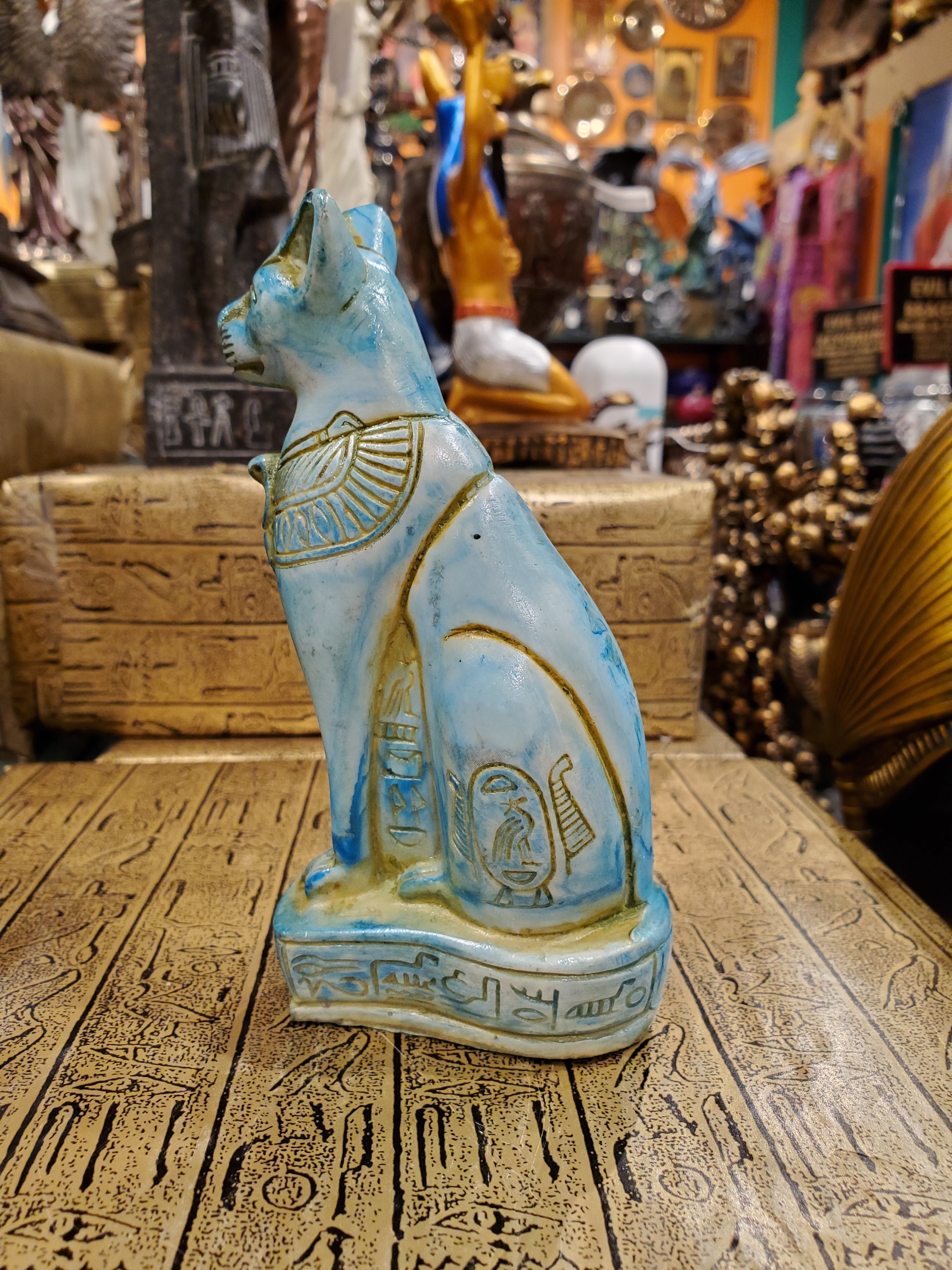Blue Bastet Statue