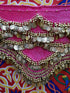 Egyptian Style Belly Dance Hip Scarf - Pink Velvet Coin Belt for Belly Dancing with Traditional Design & lots of coins!