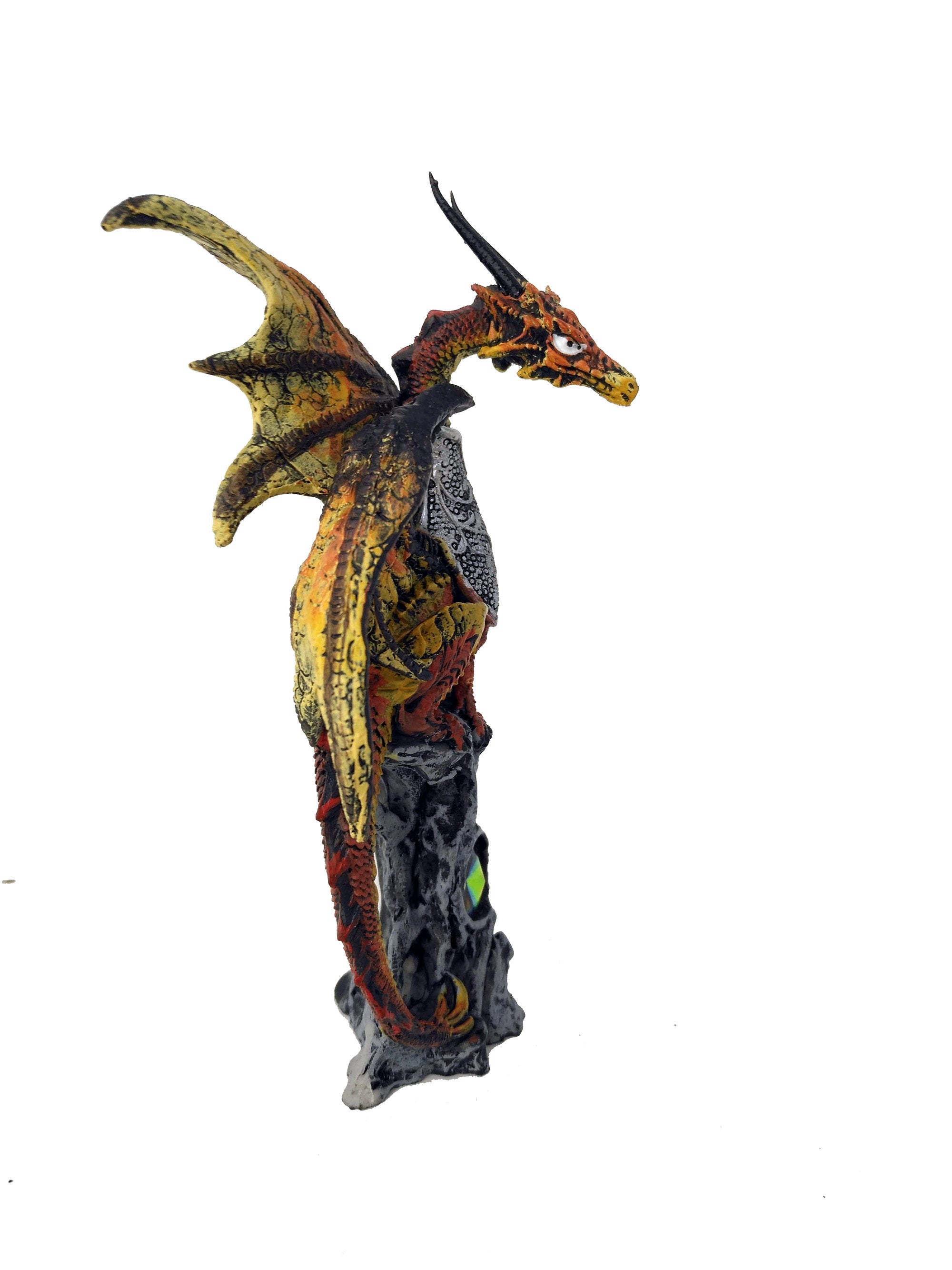 Gold Dragon Protecting Jewel On Perch Statue